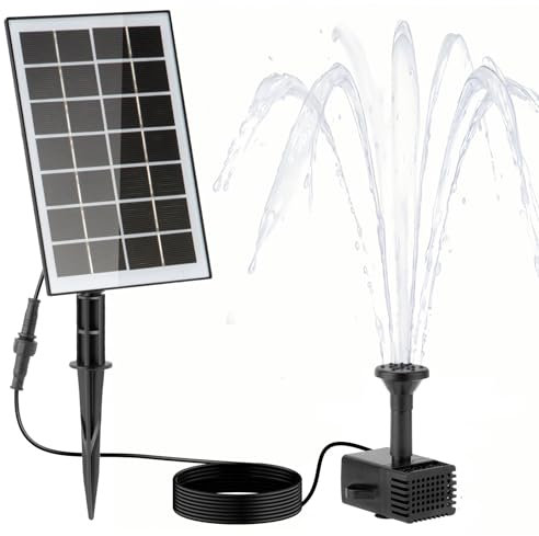 LESOLEIL Bomba de fuente solar, 3,5 W, bomba de agua solar para exteriores con 8 boquillas, utilizada para baños de pájaros, patios traseros, jardines y estanques