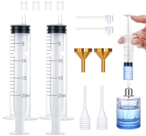 Segbeauty Outil de Transfert de Distributeur Parfum, Seringue Plastique 20ml, Entonnoir en Métal pour Remplissage, Pipette en Plastique et Pompe pour Transfert de Parfum