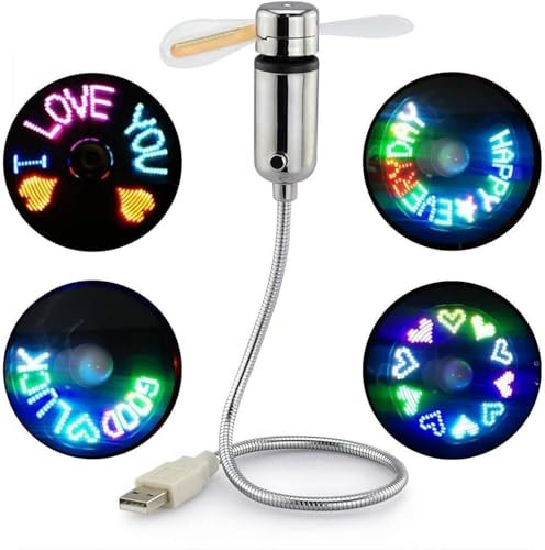 Werwing Kleiner USB-Ventilator mit Echtzeituhr und Temperaturanzeige, persönlicher tragbarer USB-LED-Uhrventilator, USB-lustige Spielzeug-Gadgets, Geschenke für Männer, Frauen, Büro, Zuhause (RGB)