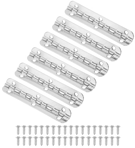 M METERXITY 6-Pack Door Hinges, 2-9/16in (65mm) Electroplated Iron Interior Door Folding Butt 180°Mini Hinges with Screw for Wooden Box/Jewelry Box/Cabinet [Silver Tone]