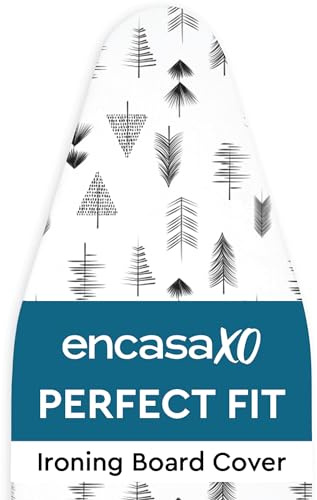 Encasa XO Ironing Board Covers, Medium, 112x34 cm, Black | 100% Cotton Fabric, 3mm Thick Felt Pad Cover | Drawstring & Cord Lock Tightening | Scorch Resistant Up to 220°C