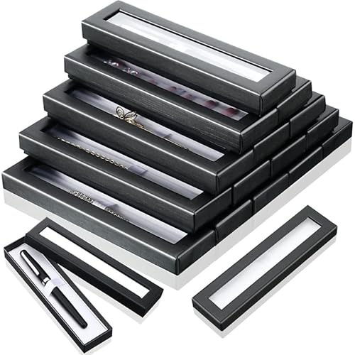 Sankaka Lot de 16 boîtes cadeaux vides en carton noir avec fenêtre transparente pour bijoux, crayons, stylos à bille, fontaine
