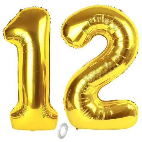 Balorise 40 Pouces Aluminium Ballon Géant Or Chiffre 12/21, Gonflable Hélium, Grand Numéro 0-9, 10-100 (101cm), Décoration de Doré Foil Ballons pour Fête d'anniversaire et Mariage