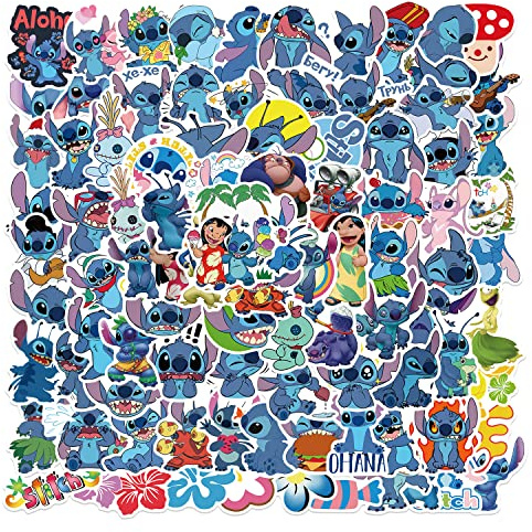 100PCS Cartoon Style Stiitch Stickers Pack for Kids, Waterproof Vinyl Stickers for Laptop Water Bottle Luggage Snowboard Bicycle Skateboard Decal, Stickers for School Rewards, Party Favors