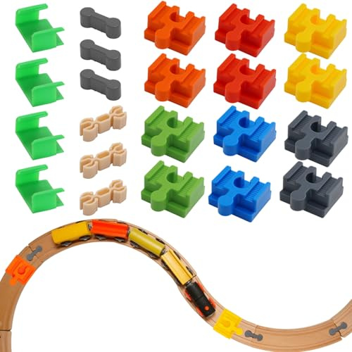 22 Stück Adapter, Track Connector, Holzeisenbahn Schienen Adapter, Holzeisenbahn Zubehör, Adapter Für Holzeisenbahnen, Eisenbahn Kinder, Holz Brücken Set