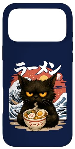 Hülle für iPhone 17 Pro Max Kawaii Cat Eating Ramen Nudeln Anime Great Wave Kanagawa