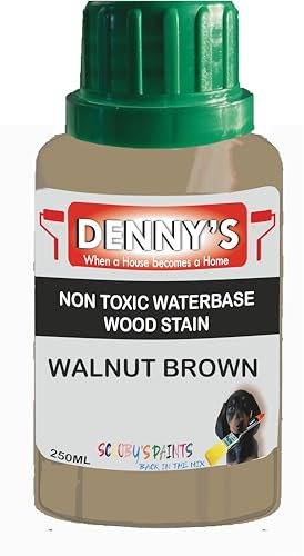 Wood Stain Water Based | 12 Colours | Interior Furniture Stain | Light & Dark Stains | Eco-Friendly & Non-Toxic Wood Dye Paint | Easy Application | Quick Dry & Low Odour (Walnut Brown 250ml)