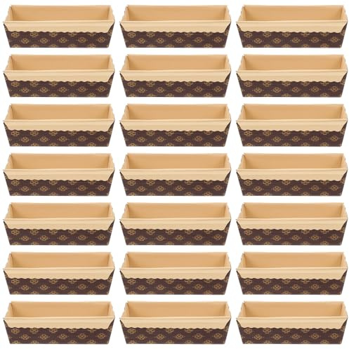 GARVALON Moules à Pain en Papier 25 Pièces Papier Cuisson Marron | Rectangulaires, Usage Intérieur et Extérieur, Résistants à Chaleur, Peu Déformables, Jetables