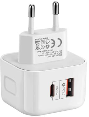 UK to European Travel Adapter Plug Charger 20W Fast Charging European Wall Adaptor EU Plug Fast Charger Compatible with iPhone 17 16 15 14 13 11 Pro Max For Samsung S25 S24 S23 S22 S21 S20 A56 A55 A54