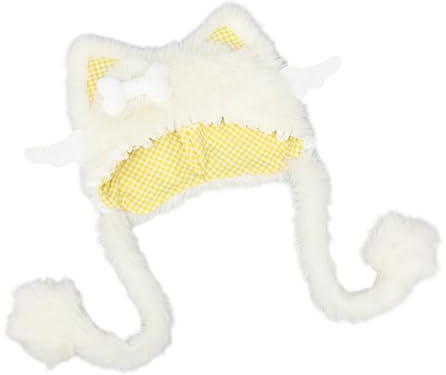 Pelzige Cartoon Kopfbedeckung mit Ohren für Outdoor Sportarten, pelzige Mütze, Kätzchen, übergroße Kopfbedeckung, Mütze für Winter, Anime Fan Zubehör, Kostüm