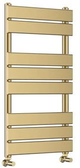 G-Rad Brushed Brass Flat Panel Heated Towel Rail - (H) 800 x (W) 450mm - Modern Streamlined High-Output Heavy Duty Ladder Radiator - Wall Mounted Central Heating Warmer For Home Décor Bathroom Kitchen