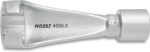HAZET Einspritzleitungsschlüssel 4550-3, 3/8 Zoll (10 mm) Vierkant | Antrieb 3/8 Zoll (10 mm) Vierkant hohl, Abtrieb Außenprofil Doppelsechskant, Chrom-Vanadium, verchromt, SW 17 mm, Länge 83 mm