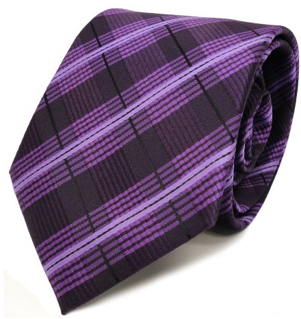 TigerTie Designer Krawatte in violett lila flieder schwarz gestreift