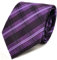 TigerTie Designer Krawatte in violett lila flieder schwarz gestreift