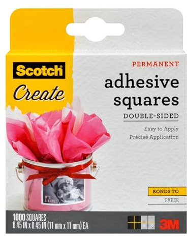 Scotch 009-1000-CFT Cuadrados de Montaje Adhesivos de Doble Cara para Fotos, Papel, Versión Original, 0.45 by 0.45-Inch, 1000