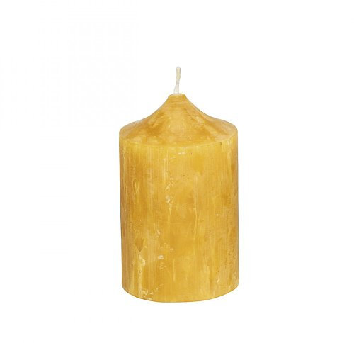 Stumpenkerze mit Struktur, 100% Bienenwachs, 10x6cm, gelb (1 Stück)