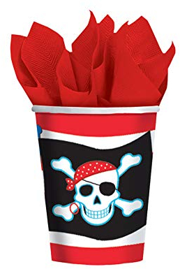 Pirate Party Piraten Dekorations Artikel 8 Becher - Tolle Deko Accessoires für Ihre Geburtstags Seefahrer Party