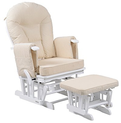 Kidzmotion Sereno Nursing Glider maternity rocking chair with glide lock and footstool … (White)