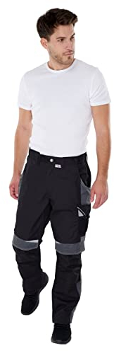 pka BESTWORK Arbeitshose Herren mit Stretch-Bund & Kniepolster-Taschen in Schwarz/Grau Größe 60
