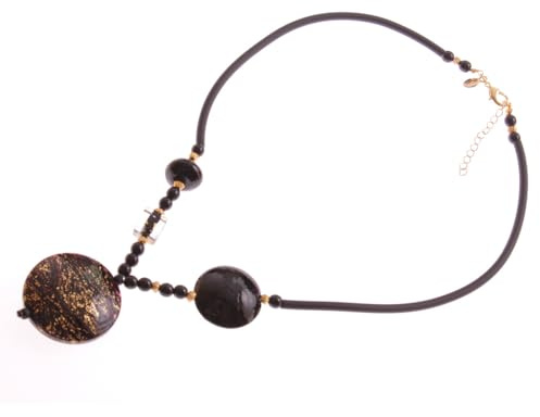 Generisch Muranoglas Collier Ava trendig mit Kautschuk!-schwarz-gold