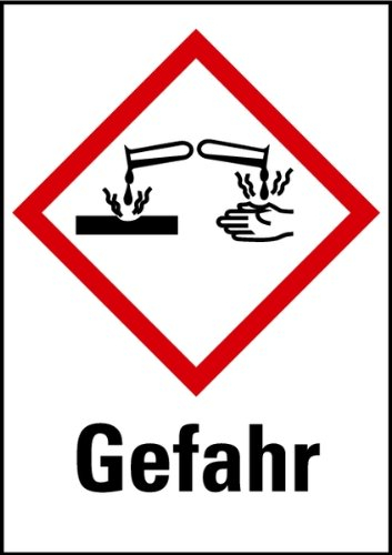 Aufkleber Ätzend Gefahr GHS 1 Bogen = 16 Stück 29x20mm