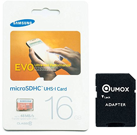 Samsung 16GB EVO MICRO SD MEMORY CARD CLASS 10 UHS-I 16 GB 16Go Go carte mémoire HighSpeed with QUMOX SD Adapter