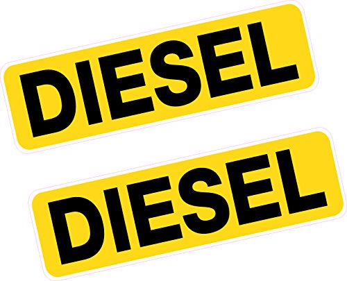 2X Reminder Diesel Fuel Printed Vinyl Stickers Black on Yellow 80mm Car Van Taxi