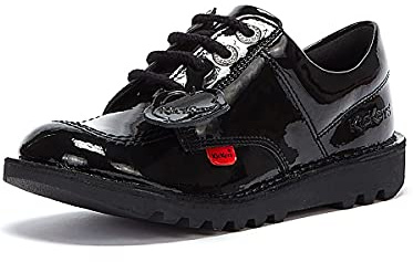 Kickers Unisex Kids Kick Lo | Extra Comfort For Your Feet Added Durability School Shoes, Patent Black, 2.5 UK