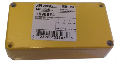 Hammond 1590BYL Yellow Diecast Aluminum Enclosure - Inches (4.39 x 2.34 x 1.06) mm (112mm x 60mm x 27mm)