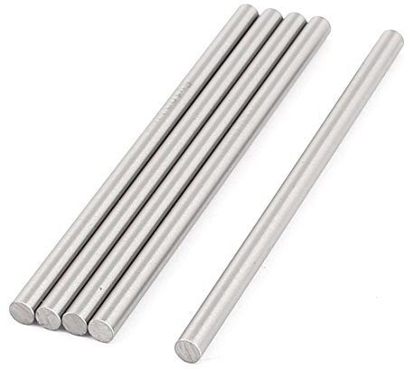 sourcing map A15113000ux1262 5 Pcs 5mm x 100mm DIY RC Car Model Straight Metal Round Shaft Rod Bars (Pack of 5)