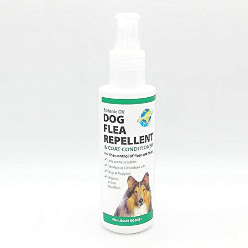 150ML NATURAL EXTRACT DOG FLEA REPELLENT AND COAT CONDITIONER CONTROL OF FLEAS ON DOGS NATURAL OILS AND WHEAT PROTEINS CONTAINS NO DEET OR PERMETHRINS