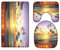 A.Monamour Badezimmer Badematte 3 Teilig Set Karibik Insel Ozean Strand Sonnenuntergang Bunten Himmel Mit Wolken Bad Matte Teppich Flanell Saugfähig Badteppiche Badvorleger Badgarnitur WC Vorleger