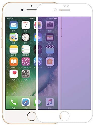 MOTIVE LIFE Anti Blue Light Matte Screen Protector for iPhone 7 Plus,Silk Screen Printing Frame,2.5D Edge,9H Tempered Glass Protective Film for iPhone 8 Plus White