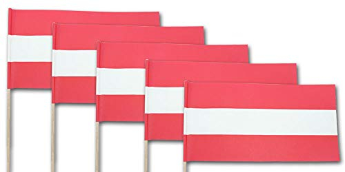 Österreich Qualitäts-Fähnchen am Holzstab mit Länder Flaggen - 20 Stück im Sparpack