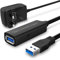 RSHTECH USB 3.0 Extension Cable 10m/32.8ft, USB-A Male to Female Active Extension with Signal Booster Chiclets and 5V/2A Power Supply for Printer, Computer, Scanner, WIFI, Antenna, Camera and More