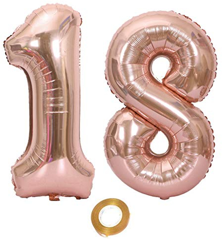 Palloncini Numero 18, Palloncino 18 Ragazze Oro Rosa Palloncini 18° Compleanno Pallone Foil Deco 18 Palloncini Oro Rosa Grande 32 Pollici Pallone Foil Elio Gigante 18°Compleanno Ragazze(18)