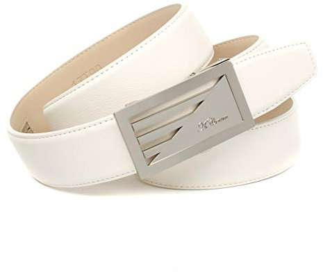 Anthoni Crown Herren Ledergürtel Gürtel, weiß, 95