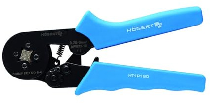 HÖGERT TECHNIK Crimpzange, selbsteinstellend, Vierkantprofil, für Kabel 0,25-6,0 mm² (23-10 AWG), 175 mm, hochwertiger Nirostahl, ergonomisches Design für komfortables Arbeiten und Haltbarkeit