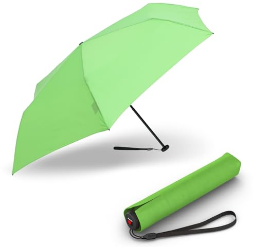 Knirps Taschenschirm Ultra I.030 Slim Manual - Leichtester 115 g - Exklusives Griff-Design - Sturmfest - 21 cm - Grün