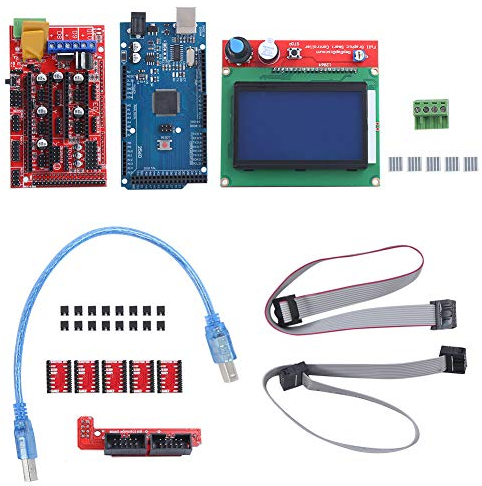 3D-Druckercontroller DIY-Kit, 12864 LCD-Grafik-Smart-Display + RAMPS 1.4 + 2560 R3-Karte + 5 Stück A4988 Schrittmotortreiber und Kühlkörper für RepRap