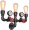 E27 Retro Industrie Wandlampe Vintage Wandleuchte Deko Wasserrohr Beleuchtung Metall Pendelleuchte für Loft Cafe Bar (Drei Köpfe)