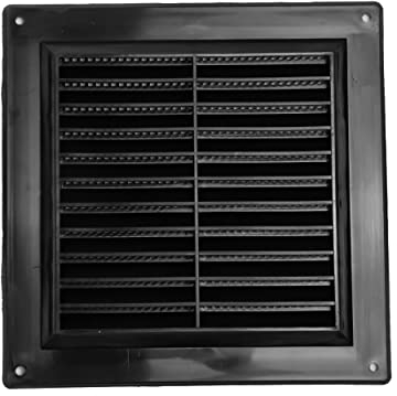 6'' x 6'' Inch / 150 x 150 mm Plastic Vent Cover - Black - Round Soffit Vent - Exhaust Ventilation Louver - Air Inlet Grille Cover - Built-in Screen Mesh - HVAC Vent Duct Cover