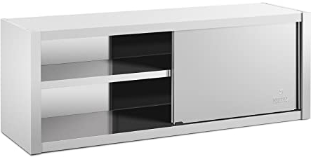 Royal Catering Armario de Pared Mueble En Acero Inoxidable RCSSWC-160X45-S (160 x 45 x 60 cm, 600 kg, 3 Niveles, con Puertas correderas)