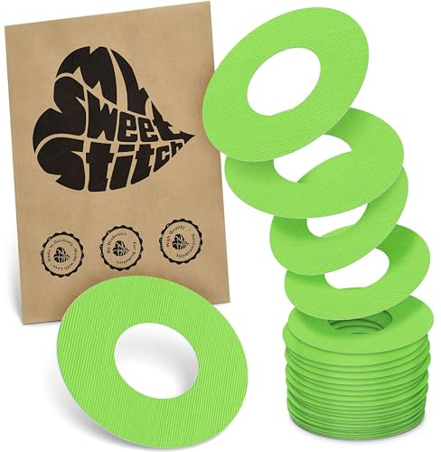 MySweetStitch 25 Ringpatches für FreeStyle Libre 2/Select rund Lime | Stabilisiert ablösende Ränder, Mitte bleibt frei, wasserfest und flexibel, bis zu 15 Tage Halt