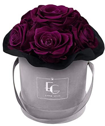 Splendid Infinity ROSEBOX | Velvet Gray - Infinity Rosen mit langjähriger Haltbarkeit, Edle Premiumrosen arrangiert in Einer Samtbox, Haltbare Rosen (XS, Velvet Plum)