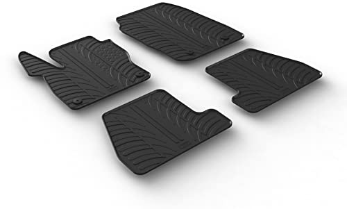 AROBA GL0553 Design Gummi Fußmatten kompatibel mit Ford Focus Turnier (Kombi) und ST Turnier BJ. 10.2014-08.2018 erhöhter Rand 4 TLG Farbe Schwarz Gummimatten Automatten passgenau