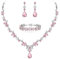 EVER FAITH Schmuck Set für Damen Hochzeit Party Cubic Zirkonia Fashion Floral Blatt Halskette,Baumeln Ohrringe und Tennis Armband Rosa Siler-Ton