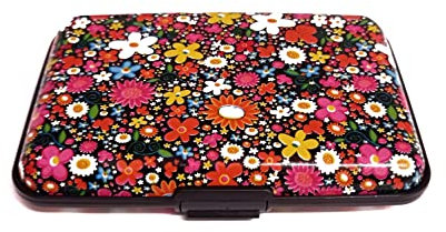 Porte-cartes de crédit pour femme,Protection sans contact,Pour permis de conduire,En aluminium,Protection rigide,Bloque le signal,Protection contre le vol,Tendance, Petites fleurs., Classique