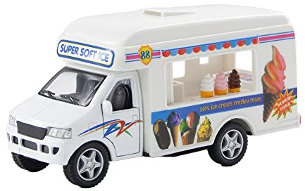 D.A.Y. Republic Diecast, White Ice Cream Van, Highly Detailed Interior with Openable Back Doors, Perfect for Kids Gifts, Scale Toy for Boys and Girls