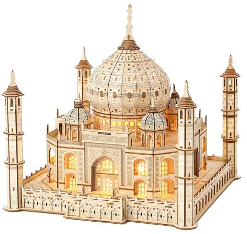 Hallisun 3D Holzpuzzle für Erwachsene, Taj Mahal Holzarchitekturmodell, Indien Souvenir Mechanisches Holz DIY Set Spielzeug, Heimdekoration, Weihnachtsgeburtstagsgeschenk, 388 Teile